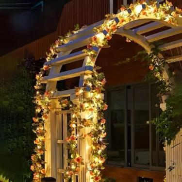 Imagem de Luminaria Solar Externa, Luzes de Natal, Decoração de Flor Artificial Iluminada Energia Solar à Prova D'áGua para Jardim Videira de Flor(1 PÇ)