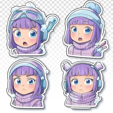 Imagem de Adesivos Kawaii Decorativos para Crianças Quarto e Cadernos - Temas Inverno e Atividades Infantis 50x50cm