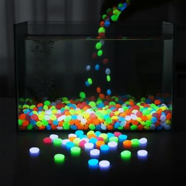 Imagem de Decoração de aquário, pedras que brilham no escuro ao ar livre, 200 peças de pedras brilhantes para decoração de jardim, pedra luminosa, para aquário de peixes