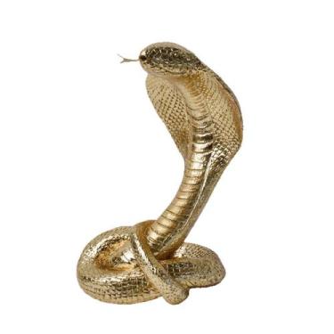 Imagem de Sculpture Gold Cobra Snake Resin 15x12x20cm 400g para escritório - yiw