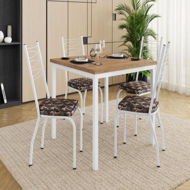 Imagem de Conjunto Para Cozinha 90cm X 90cm Com 4 Cadeiras Branco-mosaico Palha-demolição