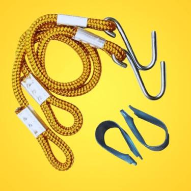 Imagem de Corda Cabo Extensor Alongador mais Protetor de punho | Rede De Descanso e Dormir | (KIT Corda 100cm + Protetor de Punho) | 5 PONTOS@ (Dourado, 100cm)