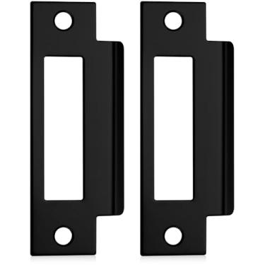 Imagem de Placa universal de 2 peças, placa de fechadura em T de 11 cm, placa traseira de ferro zincada com furo grande para molduras de porta de madeira e metal, preta