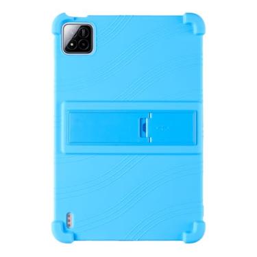 Imagem de QYiiD Capa para Xiaomi Pad 8/8 Pro 11,2 polegadas, leve, de silicone para crianças, capa protetora dobrável com suporte dobrável para tablet Xiaomi Pad8 de 11,2 polegadas, azul claro
