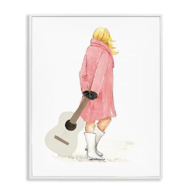Imagem de Stupell Industries Arte giclée emoldurada branca feminina elegante com guitarra, design de Lanie Loreth, 50 x 40 cm