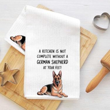 Imagem de Toalhas de cozinha engraçadas de pastor alemão, toalha de chá decorativa de microfibra absorvente, toalhas de mão macias de waffle para cozinha, casa, banheiro, presentes para amantes de cães 1
