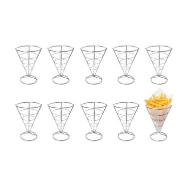 Imagem de Genérico, Suporte Cone Fritas Servir Porçoes Petisco Bar Aço Inox 10un