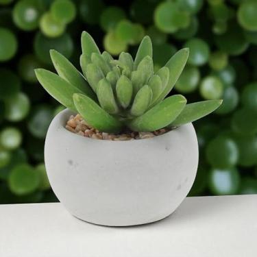 Imagem de Generic 1 peça de plantas artificiais suculentas em vaso de cimento plástico PVC verde 7 x 7 cm