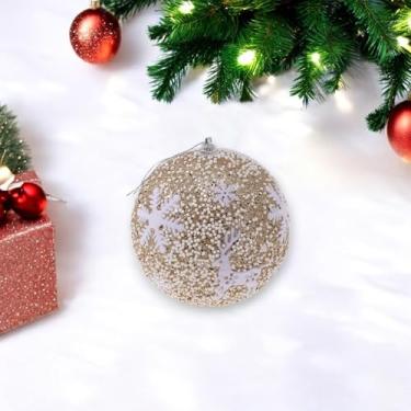 Imagem de Generic 1 peça de enfeites de bolas de Natal redondo de espuma de floco de neve dourado 10 cm