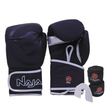 Imagem de Kit Boxe Muay Thai - Luva Black Line + Bandagem + Protetor Bucal - Naja