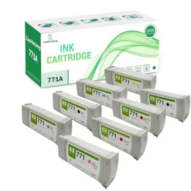 Imagem de ZaoHetang Cartuchos de tinta 771 771A - B6Y15A B6Y16A B6Y17A B6Y18A B6Y19A B6Y20A B6Y21A B6Y22A Substituição para HP DesignJet Z6200 Z6600 Z6800 Z6810 Impressora (PB/MB) /R/M/Y/LM/LC/LG)