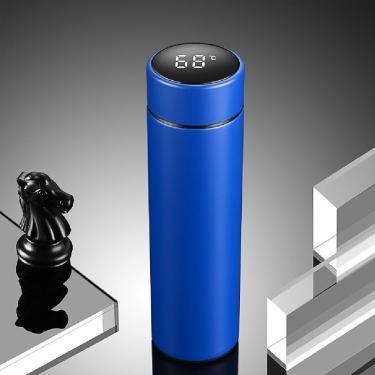 Imagem de Garrafa Térmica Inox 480ml Com Display Led E Termômetro Digital ? Luxo E Tecnologia Na Medida Certa - Azul