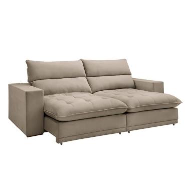 Imagem de Sofá Retrátil E Reclinável Martinho Boucle Bege 2,30m