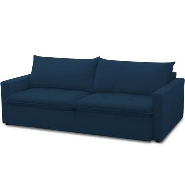 Imagem de Sofá Cama Retrátil Reclinável 208cm Lari F04 Veludo Azul