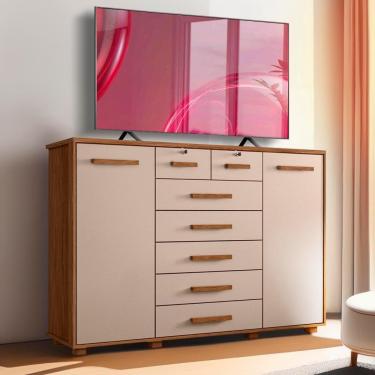 Imagem de Cômoda 7 Gavetas Para Tv Até 65 Polegadas Jatobá Fendi Fonteine Shop Jm