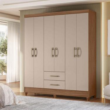 Imagem de Guarda Roupa Casal Ambiente Panamá 6 Portas Carvalho Fendi - Moval
