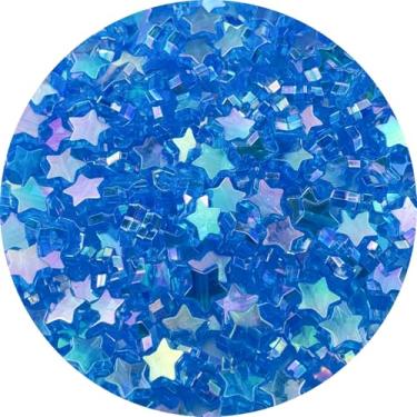 Imagem de Tingoons 450 peças de contas acrílicas em forma de estrela AB Colors contas espaçadoras de pônei soltas com orifício para fazer joias, colar, brinco, chaveiros, projetos DIY (Deep Lake Blue AB)