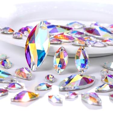 Imagem de Costurar em strass AB Flatback cristal strass com furos em forma de olho de cavalo pedras de cristal strass de vidro para roupas, vestidos de fantasia, sapatos, artesanato DIY