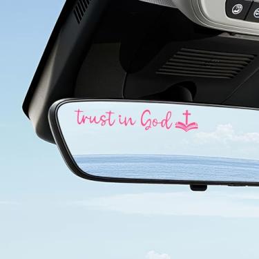 Imagem de Adesivo de espelho retrovisor Trust in God, adesivos bonitos à prova d'água para mulheres, adesivos decorativos de vinil automotivo para espelho retrovisor, autoafirmações, decalque de janela de carro