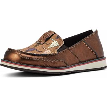 Imagem de ARIAT Cruiser Azteca feminina camurça preta/glitter dourado casual, Bronze metálico, 41