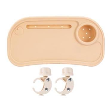 Imagem de TTETTZ Bandeja Universal para Lanches em Carrinhos de Bebê com Porta-copos, Suporte para Bandeja E Acessórios, Laranja claro