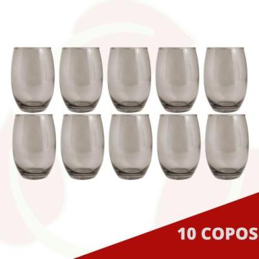 Imagem de Jogo Copo Vidro California 450ml Redondo Cinza Agua - 10Un - PRATICASA