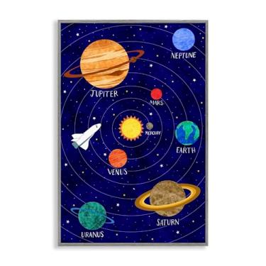 Imagem de Stupell Industries Arte giclée emoldurada preta do sistema solar, design por Elizabeth Caldwell, 61 x 40 cm