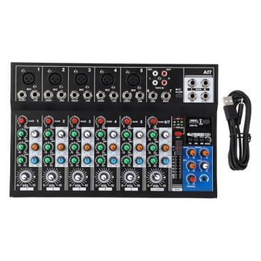Imagem de Luocute 7 Canal Mixer de áudio Profissional, Bt Interface USB Console de Mistura de Som Com 48V Phantom Power e LED Indicator Lights, Adequado para Streaming de Estúdio de karaokê DJ
