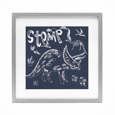 Imagem de Stupell Industries Sketchy Stomp Impressão emoldurada cinza dinossauro sob vidro, design por HUE, MI e Sangita, 13 x 13