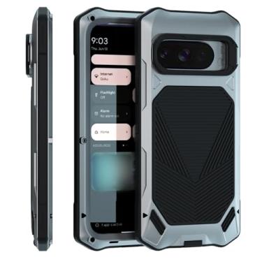 Imagem de YQODSZ Capa para Google Pixel 10/10 Pro com suporte de anel de câmera, [protetor de tela embutido] [proteção de nível militar] Capa protetora robusta de corpo inteiro para Pixel 10/10 Pro Prata