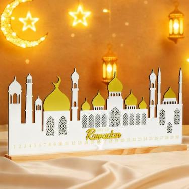Imagem de Cinnvoice Calendário do Ramadã para decoração de mesa islâmica do Ramadã, calendário de contagem regressiva do advento do Ramadã, presente de contagem regressiva, reutilizável, mesa Mubarak, decoração