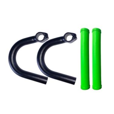 Imagem de Fenteer Guidão de bicicleta em liga de alumínio, peças de reposição fortes com manga, barra de apoio em ângulo externo para bicicletas de estrada, com Manga Verde