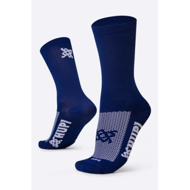 Imagem de Meia HUPI Lisa Azul Marinho Corrida Bike 1 Par Cano Médio, Tamanho Plus 42-46, Cor: Azul Marinho