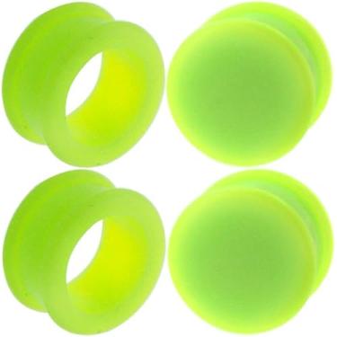 Imagem de (2 pares) Túnel flexível de silicone com piercing de orelha com calibre duplo alargador disponível tamanho 2g (6 mm) a 1 3/16" (30 mm), 7/8 = 22mm, Silicone, Sem Pedra Preciosa