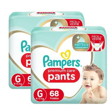 Imagem de Kit 2 Fralda Pampers Pants Premium Care G 68 Unidades