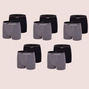 Imagem de Kit 10 Cuecas Boxer Em Algodão Costura Fina Trifil, Mescla, Preto, P