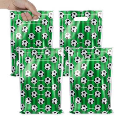 Imagem de COMNICO Sacos de presente de futebol 50 peças de plástico para guloseimas para lanche e doces, bolsa de presente de futebol para lembrancinhas de festa para crianças, adolescentes e eventos esportivos