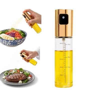 Imagem de Borrifador de Óleo Spray, Aço Inoxidável, 18cm, Vidro Transparente, Antiderrapante, para Azeite, Vinagre, Shoyu, Cozinha