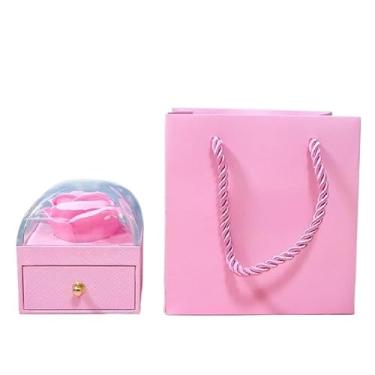 Imagem de Presente Feminino, Caixa de Presente Luxuosa com Rosas Eternas, Cor de Macaron, Adequada para Colares, AnéIs, Caixa de Armazenamento de Joi, 7 * 7 * 7 Cm(Rosa,2Pcs)