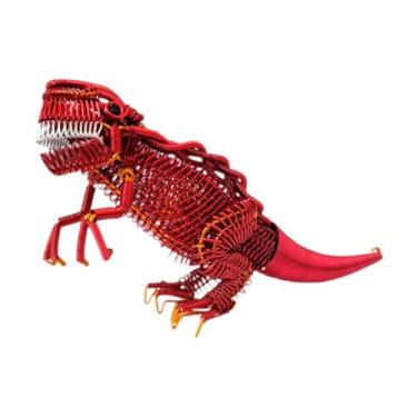 Imagem de Kuntesetty Estátua de dinossauros estatueta, escultura de animais decorativos de alumínio artesanal Modelo de arame de alumínio Dragon Figura para a festa do, Vermelho