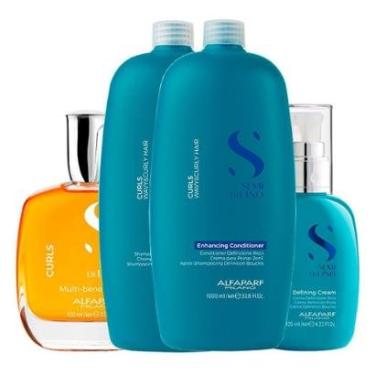 Imagem de Kit Alfaparf Milano Pro Semi Di Lino Curls Profissional - Shampoo e Condicionador e Creme e Óleo-Unissex