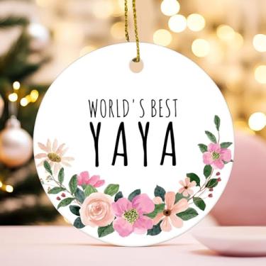 Imagem de Qeheb Enfeite de presente Yaya, enfeites de Natal para pendurar para avó para decoração de festa de árvore de Natal, os melhores presentes de Natal para netos, os melhores enfeites decorativos Yaya do