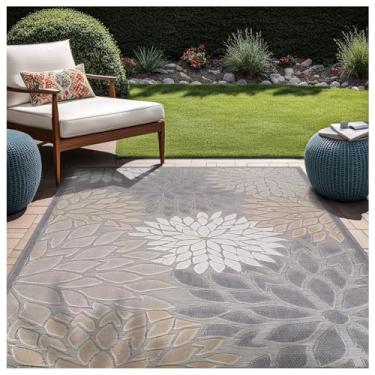 Imagem de SPXMQSS Tapetes de área externa antiderrapantes para jardim, resistente ao desgaste, fácil de limpar para acampamento, deck, varanda, piquenique, quintal F 100 x 150 cm