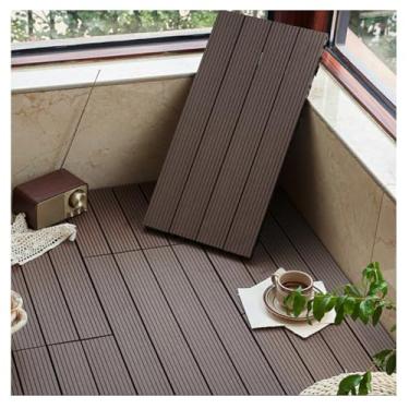 Imagem de SPXMQSS Azulejos para decks, azulejos de piso compostos, azulejos de convés interligados para exterior interior pátio jardim varanda terraço fácil de instalar 30 x 60 x 2,3 cm C 6 peças