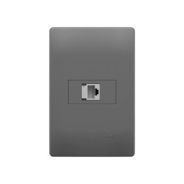 Imagem de Tomada Para Rede De Informática Fame Habitat Onix Rj45 Cat6 8 Vias Com Placa 4x2 Onix