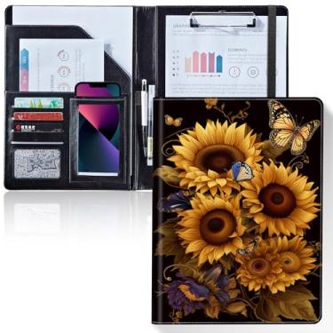 Imagem de Prancheta de pasta/pasta, prancheta de padfólio, couro para portfólio de escrita com capa para compartimento de cartão tamanho A4 para quadro de clipe de bloco de notas de conferência de escritório