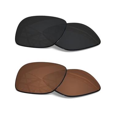 Imagem de SmartVLT Lentes de substituição masculinas Stealth preto e marrom âmbar para óculos de sol Oakley Jupiter Squared OO9135/Jupiter Carbon OO9220
