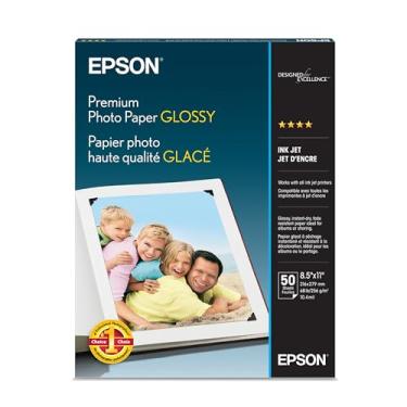 Imagem de Papel fotográfico premium Epson brilhante (21,5 x 28 cm, 50 folhas) (S041667)