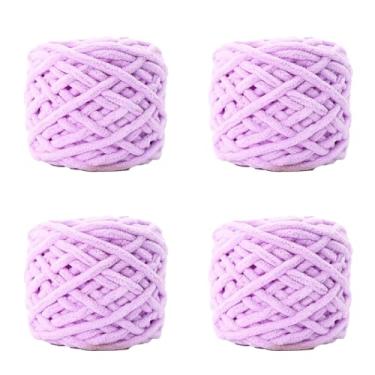 Imagem de Maxee Fio de lã de espessura 380 g (4 bolas, 95 g/44 m cada), tricô super macio, fio de chenille grosso e grosso, perfeito para tricô, lenços, cobertores, almofadas decorativas, artesanato DIY