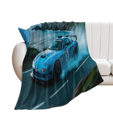 Imagem de HouLaiZhe Cobertor Super Macio Flanela Costeira Rodovia JDM Carro Rx7 Esportes de Velocidade Extrema Leve Cobertores de Refrigeração para Sofá-Cama Cadeira Sofá Carro Viagem ao Ar Livre Leve Quente